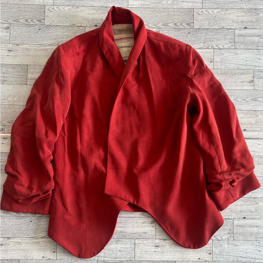 Anthropologie‎ Cartonnier Miette Burnt Orange Blazer Open Front Size 2